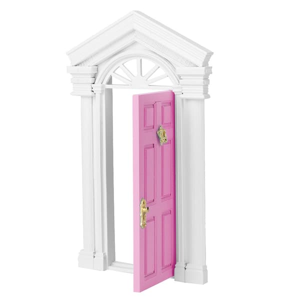 1:12 Dukkehus Miniature Lille Mini Fe Træ Birk Dør Åbning med Tilbehør Pink