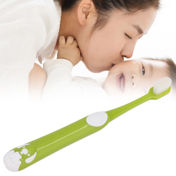 Børnetandbørste tegneserie Blød sikker silikone Baby Oral Dental Cleaner Tandbørste Grøn