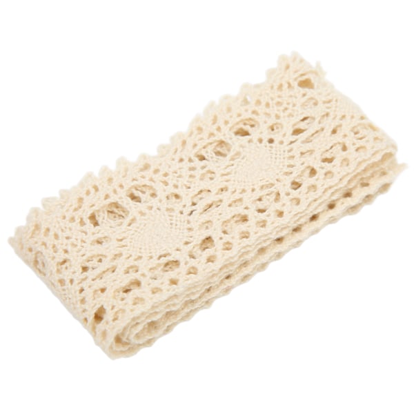 Spetsband DIY Bomulls Nät 4cm Bredd 10 Yards Utsökt Tyg Spets Trim för Gardin Kläder Bordsduk Present DekorationBeige