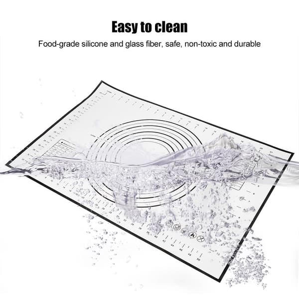 Køkkenbageværktøj Non-Stick Silikone Rulle- og Æltedagsmåtte med Måleskala til Hjemmebrug (Sort 40x60cm)