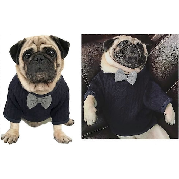 Hunde Sløjfe Sweater Kæledyrstøj Jakker Hundetøj Sødt Kæledyrstøj Varme Hunde Sweaters Katte Tøj Hvalp Fransk Bulldog tøj Mops tøj (M)