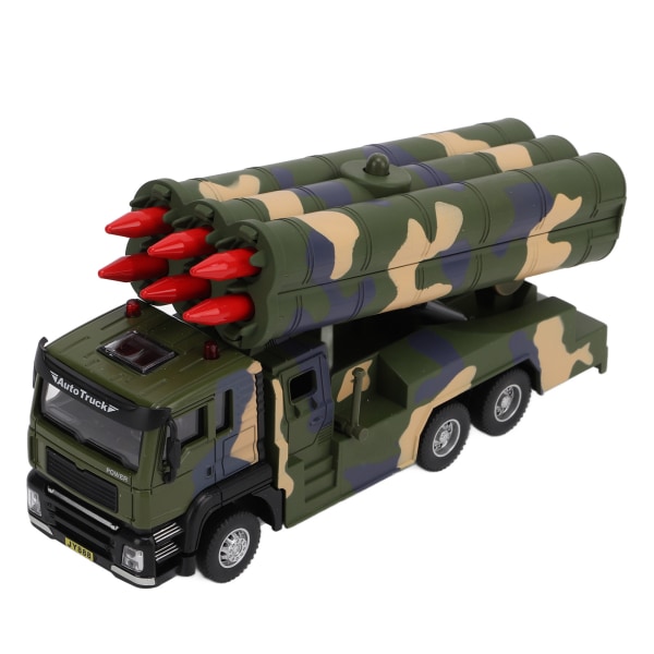 1/50 sotilasohjusajoneuvon malli metalliseoksesta vedettävä rakettiautolelu äänellä ja valolla lapsille