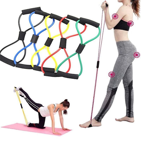 Träningsrep, Figur 8 Elastiskt Drag Yoga Spännrep med Motståndsband Elastiskt Band Rally Rem Stretch Band Dragrep Latex Gummi Slumpmässig Färg
