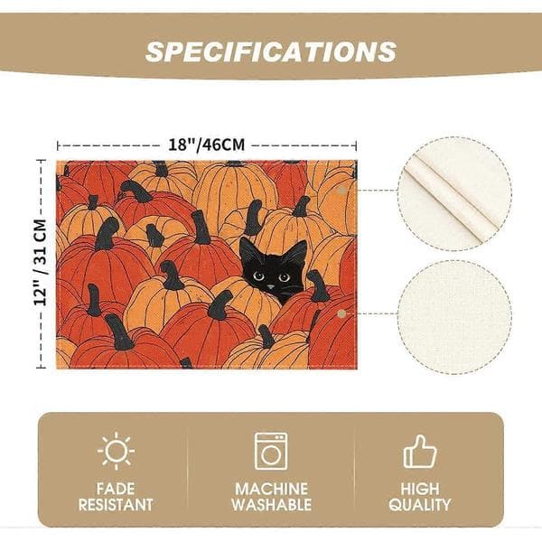4-pack Autumn Thanksgiving Pumpkin Maple Leaf Printed Placemat Restaurant Pot Holder Home Decor shape 1