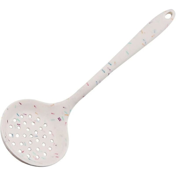 Slev med slitsar, non-stick silikonsil med ergonomiskt handtag, hög- och lågtemperaturbeständig köksredskapssked för att sila grönsaker, P
