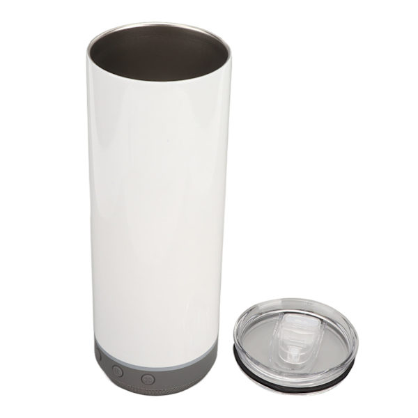 Sublimering Tumblers 20oz Raka Avtagbara Bluetooth Högtalare Tumblers Bärbar Isolerad Musikkoppa Grå Botten
