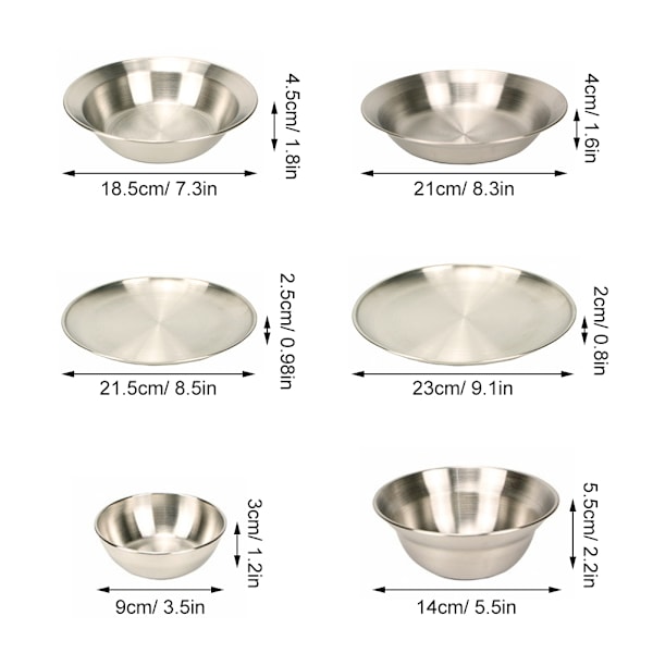 12-delt rustfritt stål servise sett utendørs dråpebestandig flate tallerkener boller plater camping piknik grillfest matlaging redskaper
