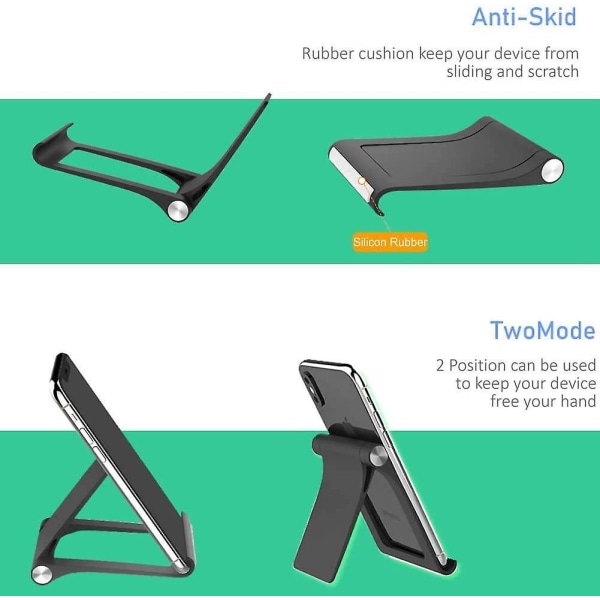 Svart 360 grader sammenleggbar telefonholder
