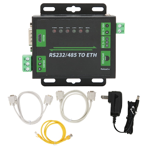 RS232/RS485 til Ethernet-konverter Dobbel seriell port Høy hastighet Lavt strømforbruk Høy stabilitet Datamaskintilbehør 100V‑240VUS-plugg