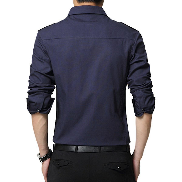Miesten rento slim fit -puuvillapaita M sininen
