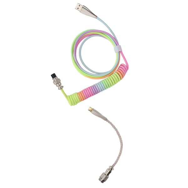Gamingtastaturkabel Gradientfarge RGB Lysende Tilpasset Mekanisk Tastatur Uttrekkbart USB C Spiralkabel Type 2