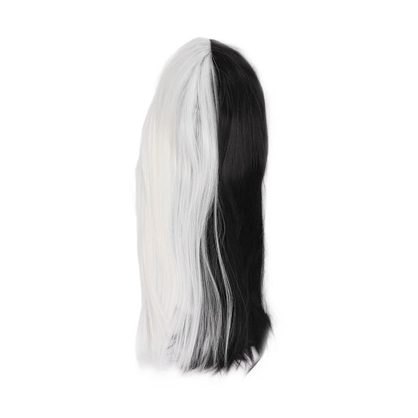 Lang rett parykk for kvinner Svart Hvit Fasjonabel Syntetisk parykk med naturlig utseende for cosplay Halloween-fester