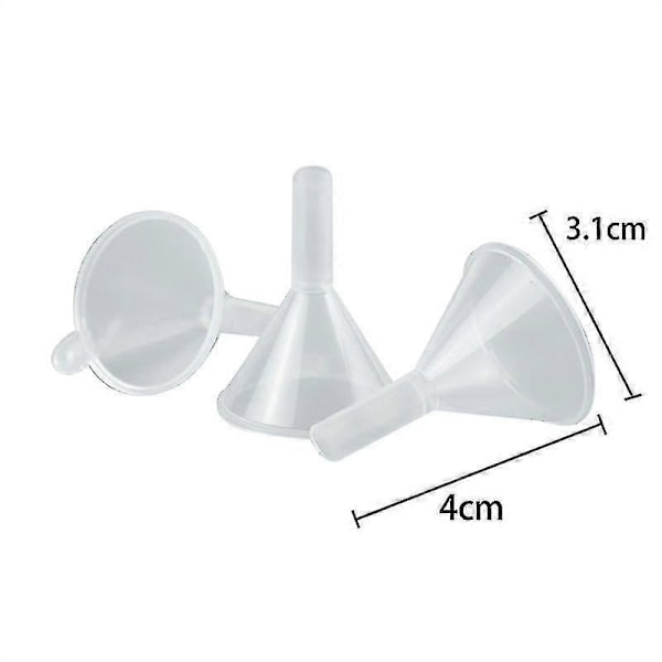 100 stk. 4 cm multifunktionelle plastiktragte med lang tud, fødevaregodkendt plastik Zekai
