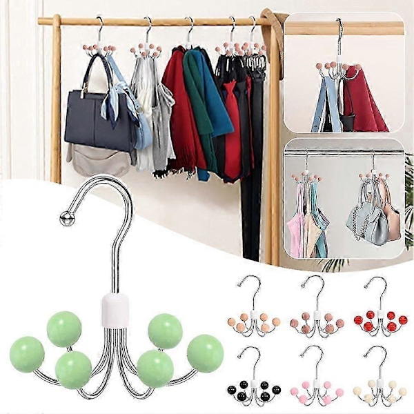 Kreativ 360° Roterande Hängare Krok Bälten & Slipsar Ställ - Utrymmesbesparande Garderobsorganisatör för Väskor, Scarves, BH:ar, Handdukar, Kläder & Accessoarer Rosa