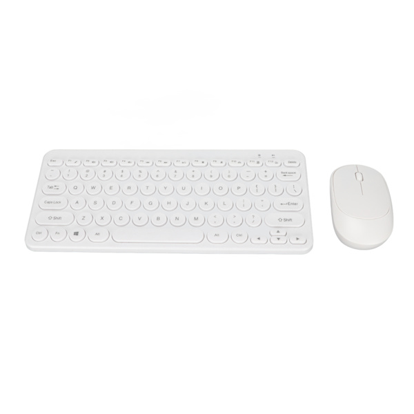 Tangentbord Mus Combo 2.4G trådlösa runda knappsatser Ergonomisk design Tyst mus USB mottagare Tangentbord och mus vit