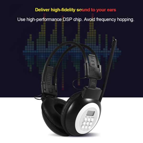 Over Ear Vikbara trådlösa trådbundna hörlurar Brusreducerande HiFi-headset FM-radio med LCD