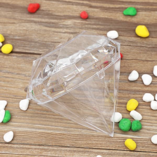 12 st Bröllopsfest Hem Diamantform Transparent Plast Lyckogodisask Fodral