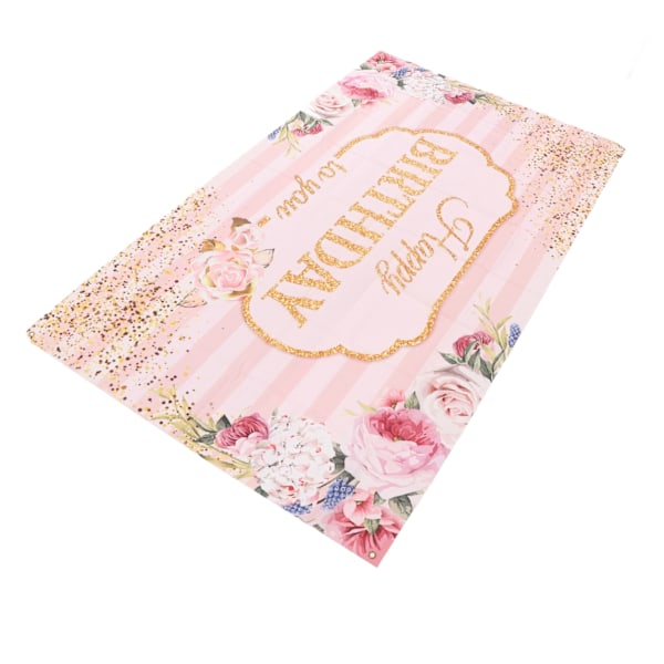 Rosa Grattis på födelsedagen Bakgrund 47,2 x 70,8 tum Blommönster Rosa födelsedagsbanner Vikbar, rivsäker födelsedagsbakgrund