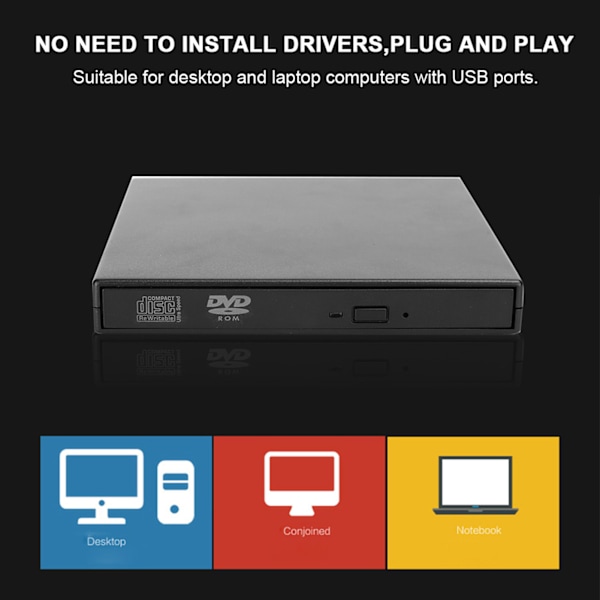 USB DVD-brænder eksternt optisk drev tilbehør til stationær bærbar computer til WindowsXP / 8 / Vista