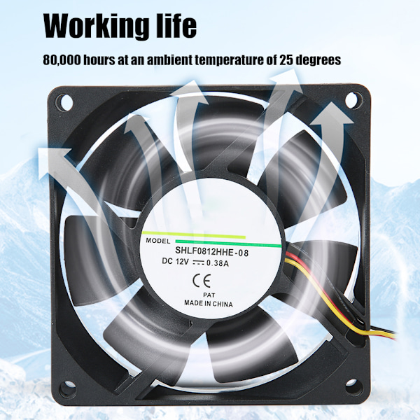 SHLF0812HHE-08 Jäähdytystuuletin 0,38A DC 12V 3PIN Lämmönpoistotuuletin Jäähdytyslevyjäähdytin