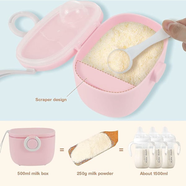 Bærbar melkepulverdispenser for baby, 500 ml forseglet beholder