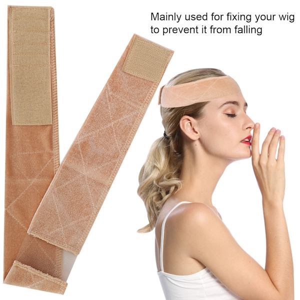 Flexibelt justerbart perukgrepp Sjal Huvudhår Band Peruktillbehör (Beige)