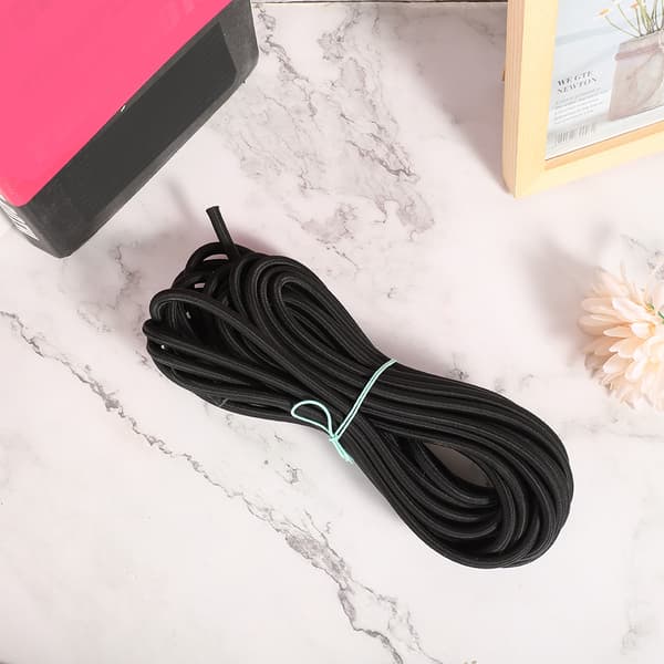 7 mm 10 m / 32,8 fot runt elastiskt rep med stark elasticitet för kläder DIY Svart