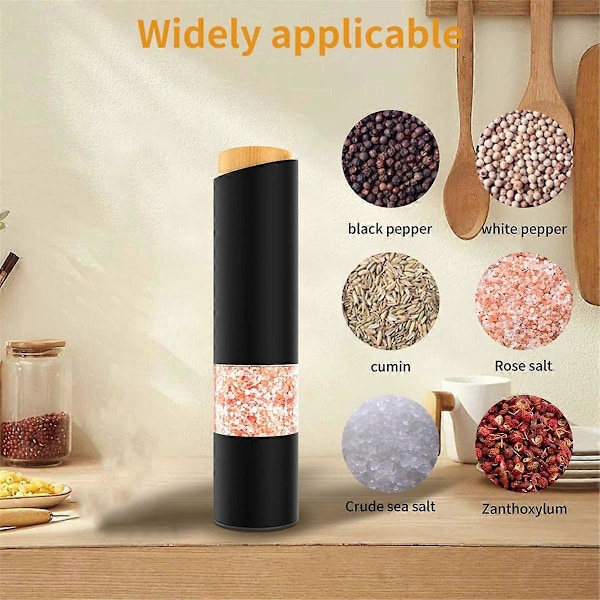 Elektrisk salt- och pepparkvarn justerbar grovlek batteridriven