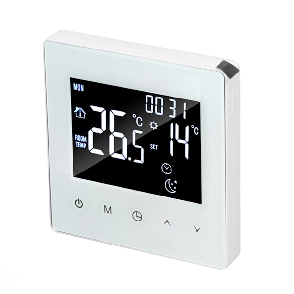 Digital termostatskjerm Programmerbar hjemmetermostat med 3 meter sensorledning for elektrisk gulvvarme Hjem Hotell Kontor AC90‑240V Hvit Med WiFi