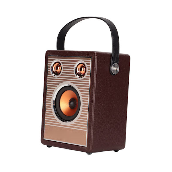 Bluetooth-kaiutin, ladattava, tukee muistikorttia, AUX-liitäntää, kannettava retro-langaton kaiutin kahvalla, ruskea puukuvio (vientiversio)