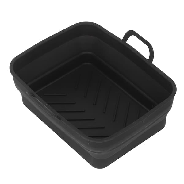 Silikone Air Cooker Pot Rektangulær Frituregryde Foring Bakke Erstatning til Køkken Tilbehør Sort