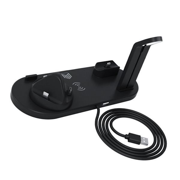4 i 1 trådløs lader Rask trådløs ladestativ Brakettstøtte for IPhone 14 for Iwatch for IOS ørepropper svart