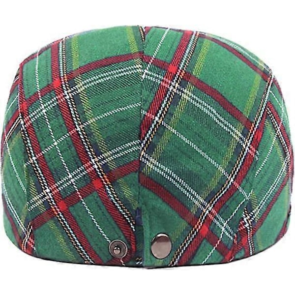 Herrhatt Flat Top Hatt Vintage Randig Design Lättviktshatt Klassisk Bekväm Rese Casual Flat Top Justerbar Basker Grön