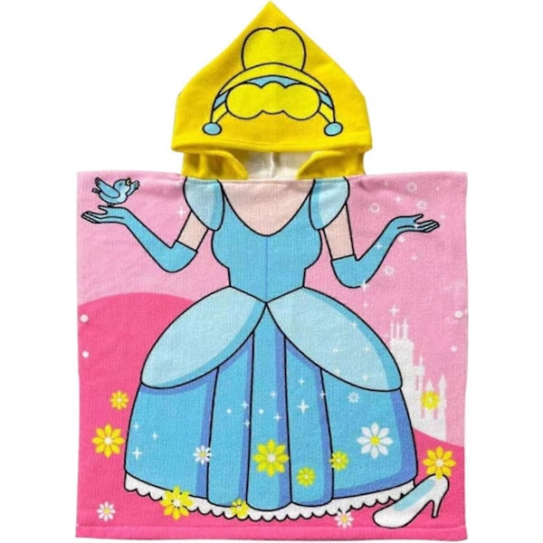 Sød tegneserie prinsesse badehåndklæde børnekappe børnestrandkappe børnebadehåndklæde badekappe (120*60CM)