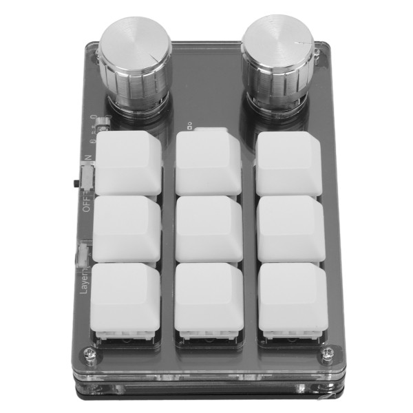 Trådlöst programmerbart kortkommando tangentbord USB Bluetooth Dual Mode 9 tangenter med knoppar Blå switch för Office Games Music