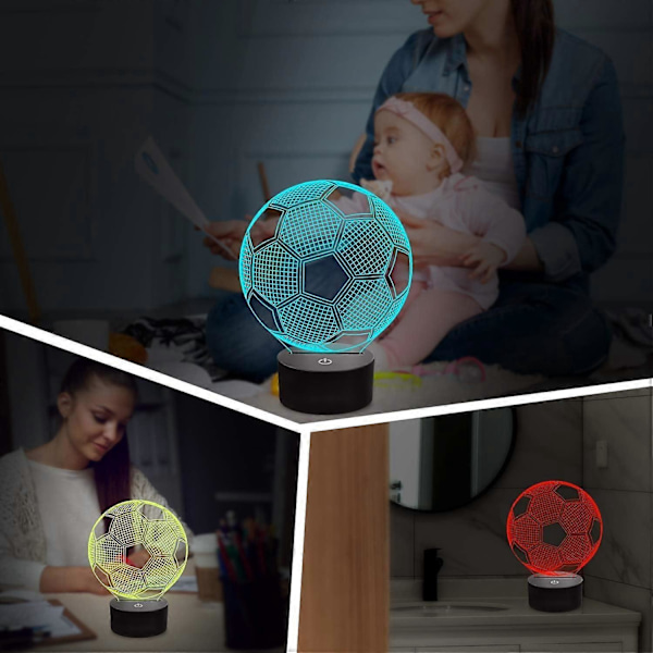 2025 Nye Fodbold Natlamper til Børn 3D Illusion Fodboldlamper 16 LED Fjernbetjening Farveskiftende Touch Bord Skrivebordslamper Dekor Cool Gave Fødselsdag Jul Gave