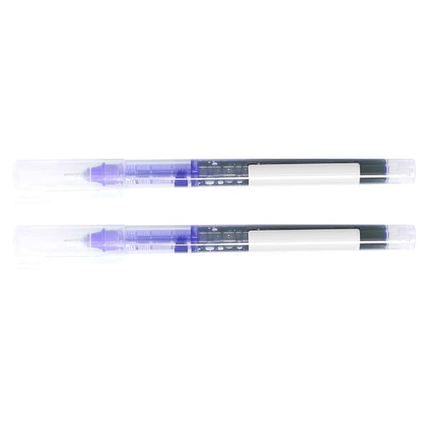 2 stk. Rollerball Pen 0,5 mm Fin Spids Hurtigtørrende Rullende Kugle Flydende Blækpen til Studerende Blå