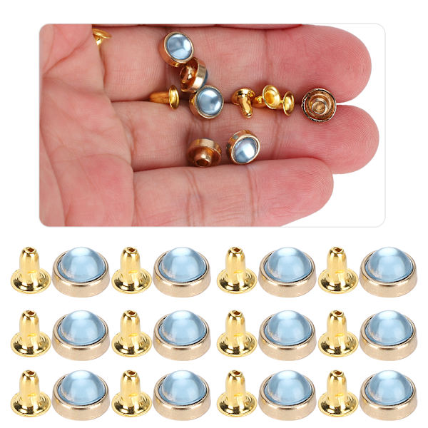 100 Set Färg Kristall Nitar Zink Legering Bagage Kläder Skor Dekoration DIY Verktyg 8mm Baby Blå