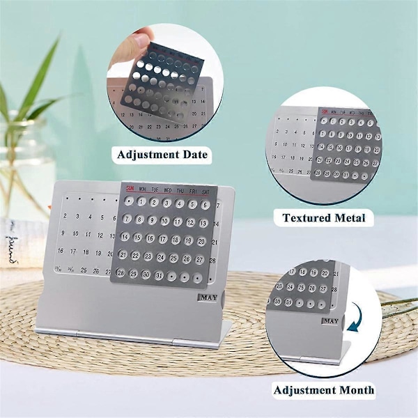 2-pack Mini Bordskalender, -Kalender i aluminiumlegering