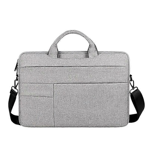 Laptopveske 14 Tommer Vanntett Dokumentmappe Nettbrett Datamaskin Dokumentmappe Skulderveske for Menn Kvinner Høgskoleklasse Arbeid Forretningsreise Mørk Grå