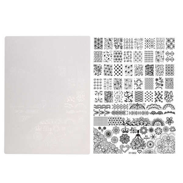 Nail Art skabelon Stencil Manicure Stempling Polish Billede Plast Print Plade XY b02