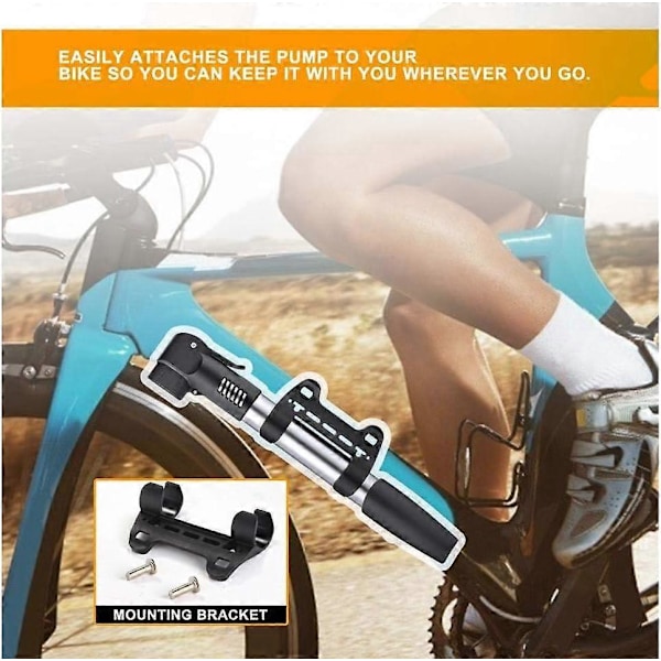 Mini Cykelpump, Portabel Cykelpump & Glueless Punkteringsreparationskit - Passar Presta & Schrader - 120