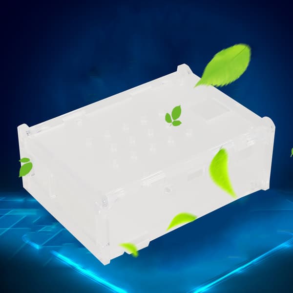 Akrylhus med 5V køleventilator, 3 køleplader, kamerabeslag monteringshul til Raspberry Pi 4B
