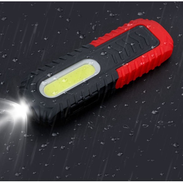 Genopladeligt 5W COB LED-arbejdslys med inspektionslys foran, krog og magnetisk base til bil, camping og nødbrug (rød)