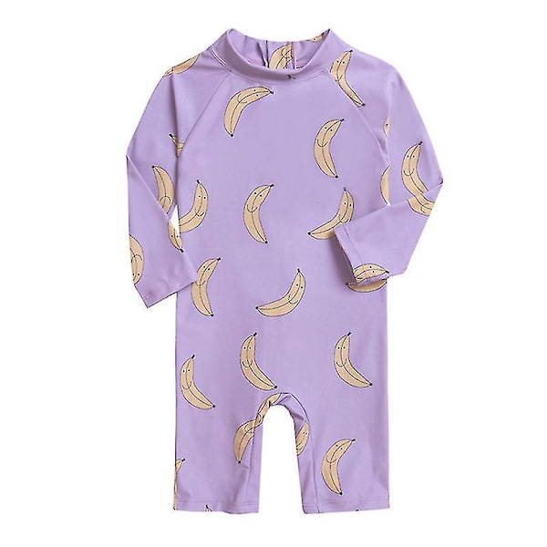 Solbeskyttende Hurtigtørrende Børns Enkeltdelte Badetøj - Drenge Piger Toddler Surf Suit 3-4 År purpelbanana