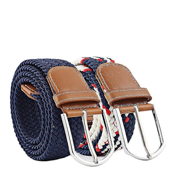 Casual Stretch Woven Elastisk Bälte för Män och Kvinnor Vit 107cm