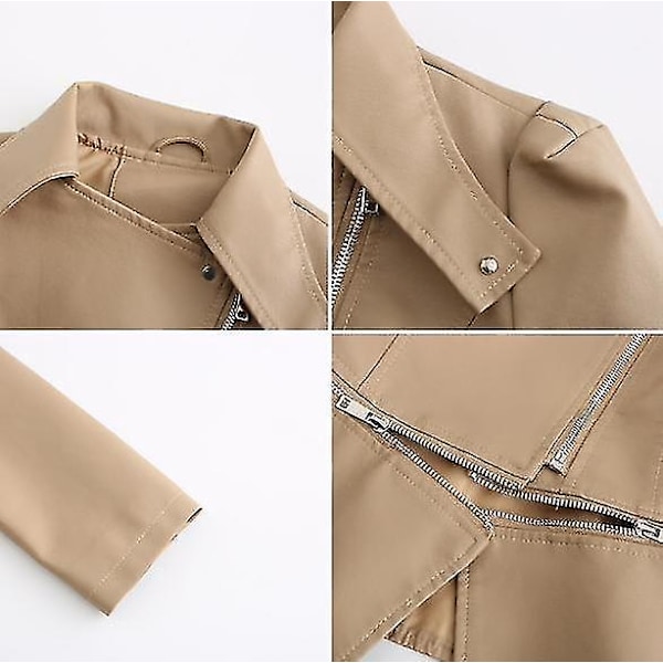 Läder Casual Dam Jacka med Avtagbar Fåll - XL, 5 Färger