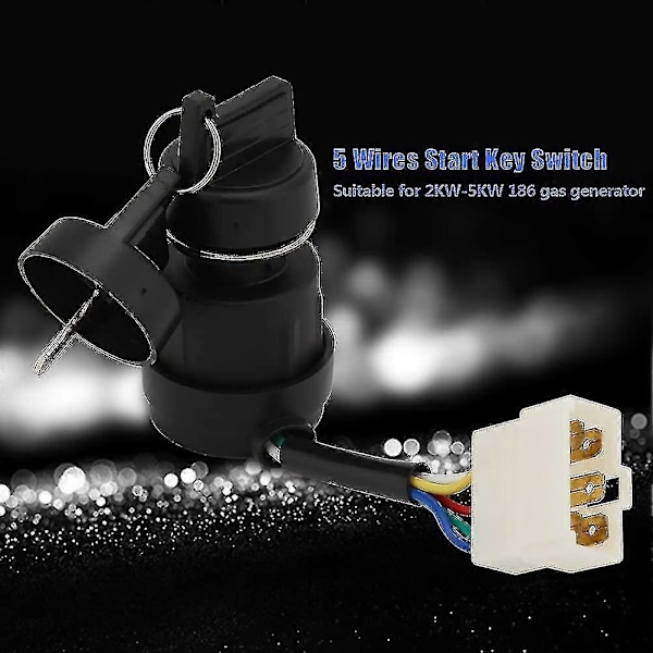 5 Lednings Starter Nøglekontakt Til Benzin Generator 6kw - 5kw 186 188 Zekai