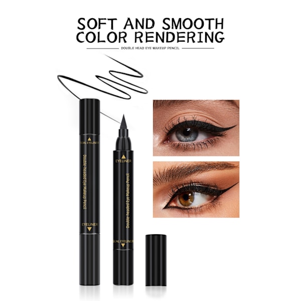 Kaksipuolinen vasen ja oikea nestemäinen eyeliner-kynä, vedenpitävä ja tahraamaton eyeliner, loistava lahja ystäville