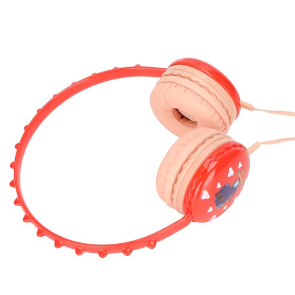 Børne kablet hovedtelefon 3,5 mm jack stereo justerbart pandebånd sød børne dinosaur headset til pc-tabletter rød